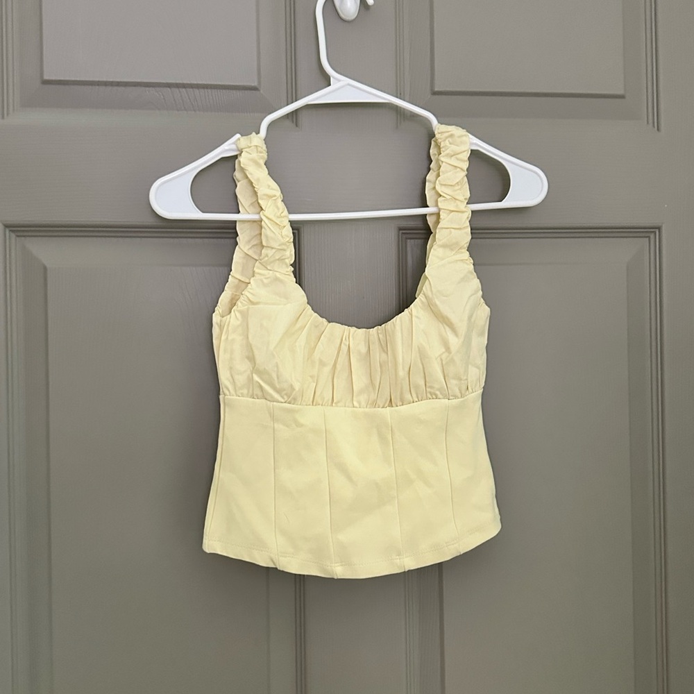 Ruffled Scoop Neck Crop Top